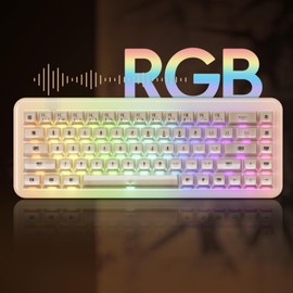 Akko YU01 Mechanical Keyboard Hot Swappable Gaming Keyboard with Transparent Keycaps RGB Backlit 2.4G Wireless/Bluetooth/Wired 68-Key Keyboard for Mac & Win (Antique Jade, V3 Piano Pro Switch)