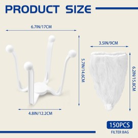 LELE LIFE Kitchen Sink Strainer Basket with 150 Net Bags, Foldable Food Catcher for Sink Drain, Food Residue Waste Rack Holder with Mesh Filter Bag for Leftover Trash Garbage (1 Holder + 150 Net Bags)