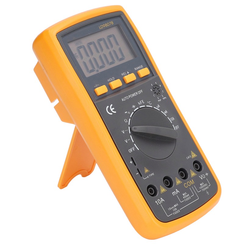 LD9807B Digital Multimeter with Backlight Display Temperature Probe Voltage Current