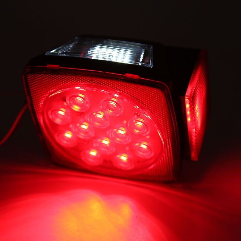 Pair LED Square Lights 12V Trailer Tail Brake Lamp High