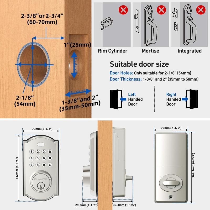 Keyless Entry Door Lock - Electronic Door Lock with Keypad,