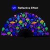 Raveahem UV Glow Rave Fan, Bamboo Folding Clack Hand Fan