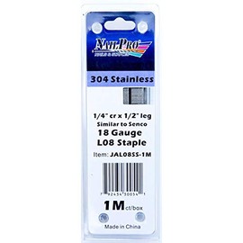 NailPRO L08SS 1/2" Leg x 1/4" Stainless Steel Narrow Crown Staples, 1000 Count