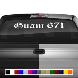 Sticky Creations Guam 671 Decal Sticker Windshield Window Vinyl Graphic Banner Rear Back Car Truck SUV Vehicle Guam 36"x4.25"+ (Font-Old English)