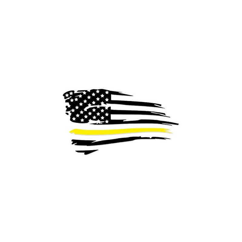 Distressed American Flag Vinyl Decal Sticker | Thin Yellow Line