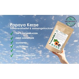 Papaya Kernels | Natural | Sun Dried | Papaya Pepper | High Papain and Carpain Content | No Additives | Raw Food | Vegan | Laboratory Tested | Gluten and Lactose Free | 25 g