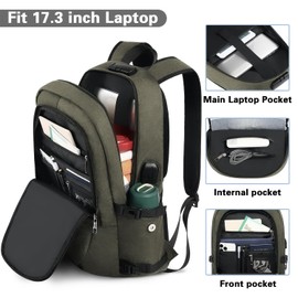 AMBOR Anti Theft Backpack, 15.6-17.3 inch Business Laptop Carry on Backpack with USB Charging Port and Headphone Interface, Travel Backpack for Men & Women