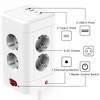 8-Way Socket Tower Distribution Socket, Power Strip with 2USB A