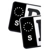 2 x Number Plate EU Field Sticker Film, Black, Car,