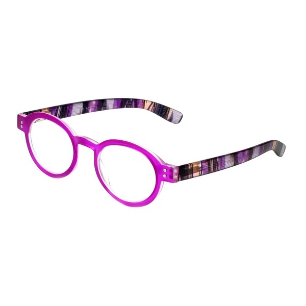 Calabria 255 Vintage Oval Reading Glasses Layer Crystal Pink Fuchsia+1.75
