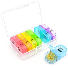 Pastillero Semanal 2 Tomas Español, Opret Pastilleros para Medicamentos de Viaje, Organizador de Pastillas Portatil y Grande con 14 Compartimentos