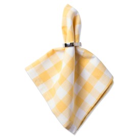 DII Checkered Tabletop Collection 100% Cotton, Machine Washable, Napkin Set, 20x20, Yellow, 6 Piece
