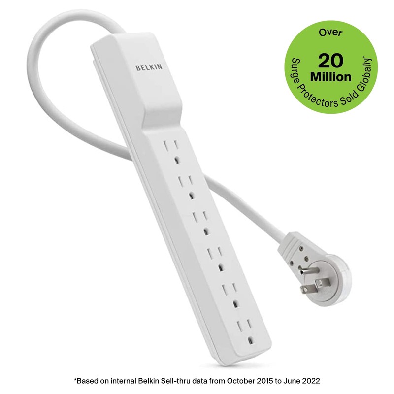 Belkin Surge Protector Power Strip - 6 AC Multiple Outlets