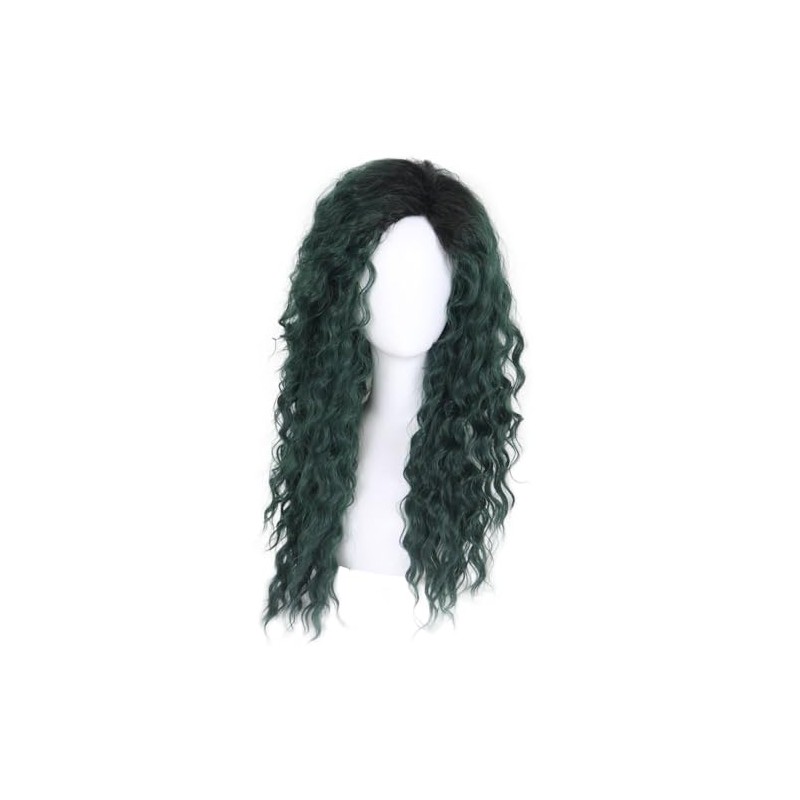 GNIMEGIL Long Curly Wigs for Women Deep Emerald Green Ombre