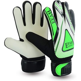 EFAH SPORTS Football Goalkeeper Gloves For Boys kids children adult Soccer Goalie Gloves with Super Grip Palms (Black/Green, Size 8 suitable for size M-L adult, Ambidextrous)