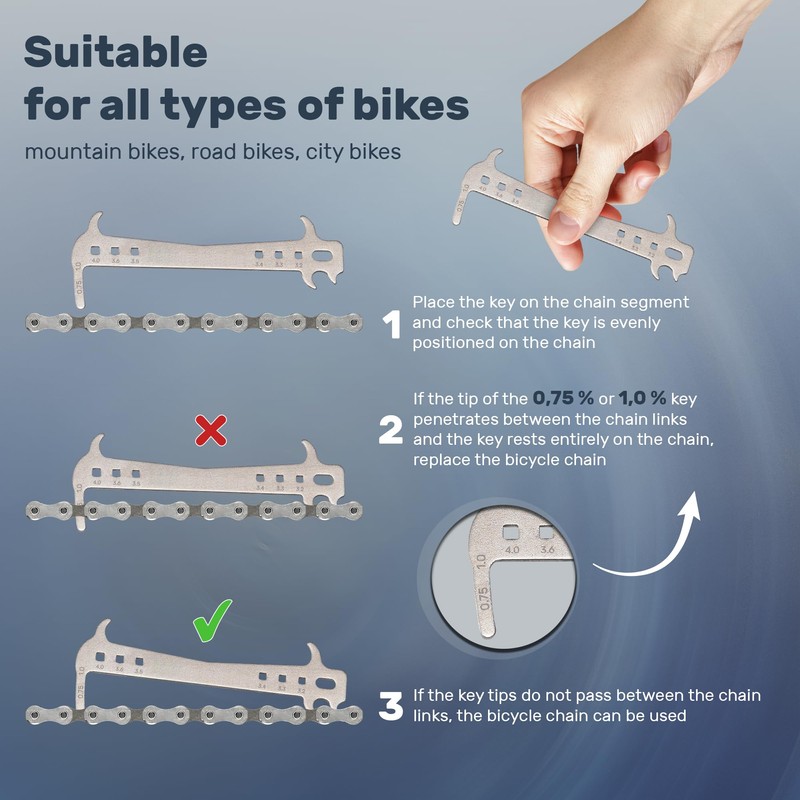 Bike Chain Checker Tool 7–12 Speed – Chain Wear Indicator