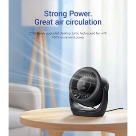 Diveblues USB Desk Turbo Fan, Ultra-Quiet Mini Desk Fan, Powerful Wind, LED Display, 5 Speed, 360° Rotating Small Portable Fan for Home, Office and Outdoor Cool Tech Gadgets - TurboBreeze