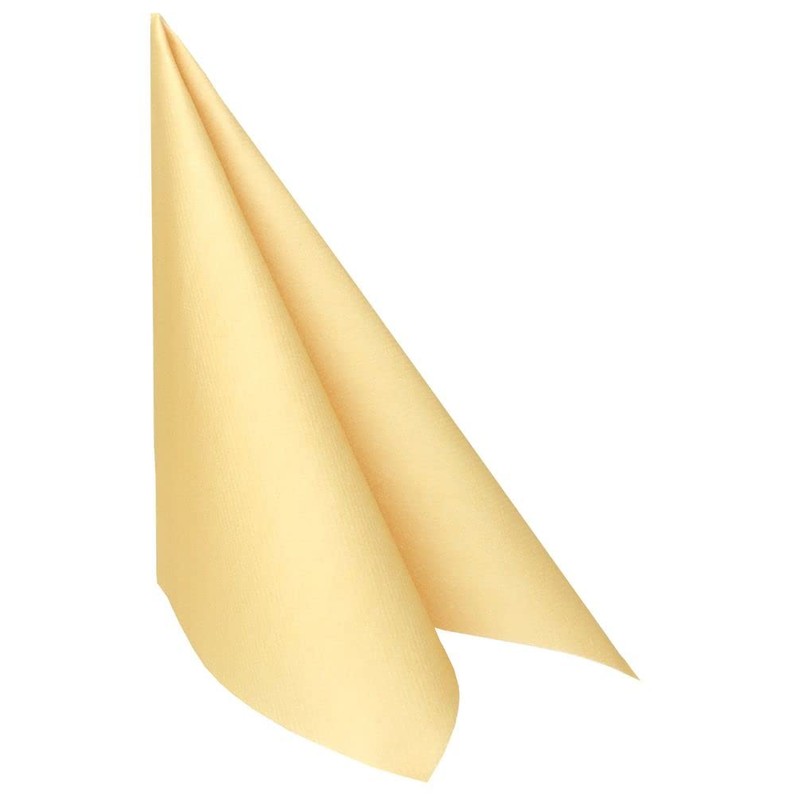50 Apartina Napkins Fabric-Like Airlaid, Plain, Light Ochre Yellow, Size