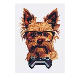 'Gamer Yorkshire Terrier' Temporary Tattoo - Water Resistant, Skin-Safe, Non-Toxic Transfer (TO00076979)