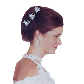 JCGY Dz Pk Mini Hair Claws Silvery White Sparkly Crystals Bridal Hair Claw 6-1-D