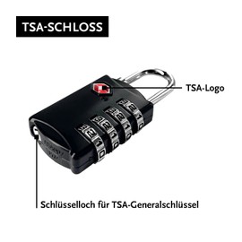 4 Schwarze TSA Reiseschlösser Gepäckschlösser mit 4-stelligen Zahlencode