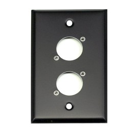 Whirlwind WP1B/2NDH Single Gang Wallplate Punched for 2 Neutrik XLRs, Black
