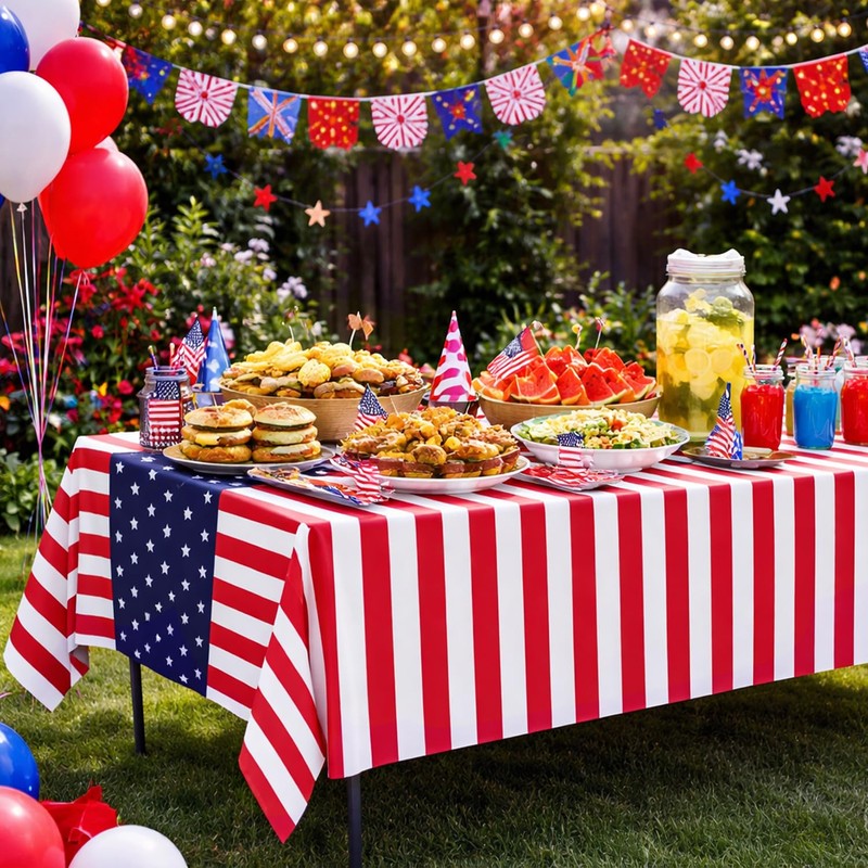 Actilize 4th of July Decorations, 3 Pack Patriotic Tablecloth -