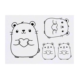 Azeeda 4 x 'Kawaii Hamster hält Herz' Temporäre Tattoos - Wasserfest, Hautfreundlich & Ungiftig · Transfers in Verschiedenen Größen (TO00080326)