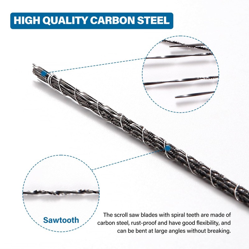 VooGenzek 12 PCS 2# Scroll Saw Blades With Spiral Teeth,