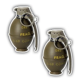 WSQ Vintage Grenade Vinyl Sticker Vinyl Premium Quality Multicolor for Car Bumper Truck Van SUV Window Wall Boat Cup Tumblers Laptop or Any Smooth Surface 2-Pack 4" Each