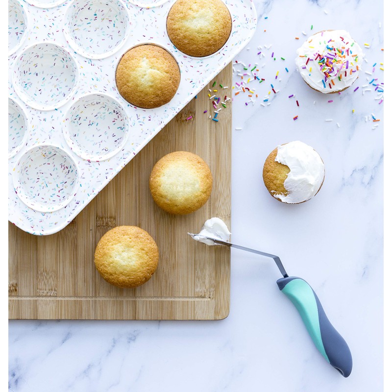 Trudeau Structure Silicone Muffin Pan, 24 Cup Mini, Confetti/Fuschia