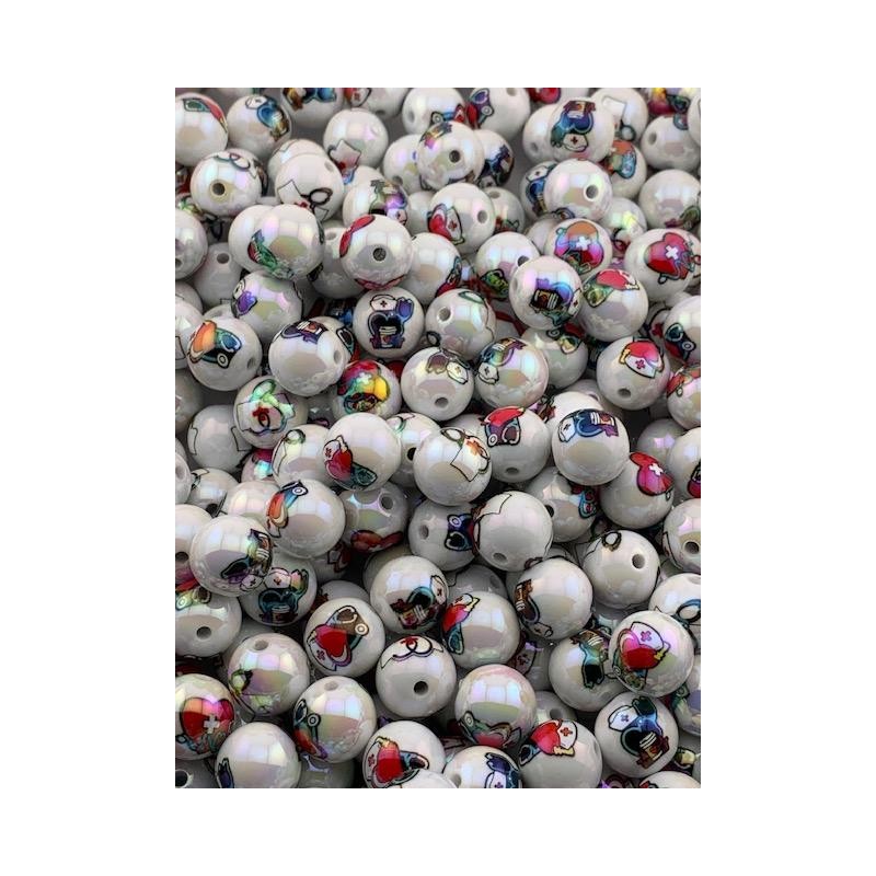 Printed 16mm Beads 15pk - Customizable Designs for DIY Projects,