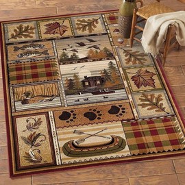 Qmkmyy European Rustic Area Rug for Home Office Decor Lodge Cabin Rugs Non-Slip Kitchen Runner Southwetern Carpets,3'x5'
