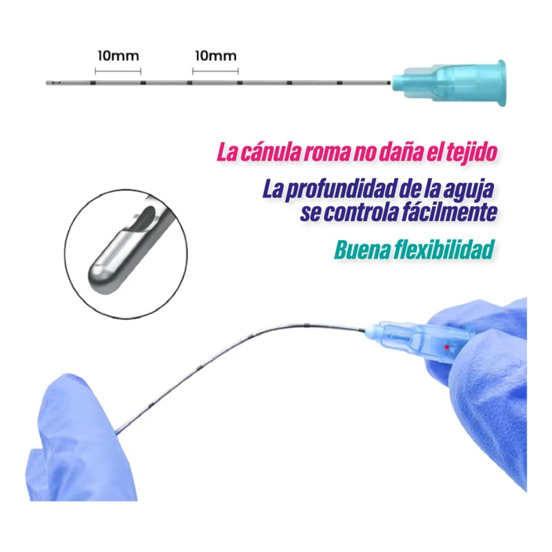 Cánula Para Relleno Facial Punta Roma 15 Pzas 25 G
