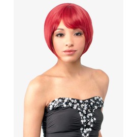 abelle Synthetic Short Straight Bump Bob with Bang Wig - Roses (1 Jet Black)