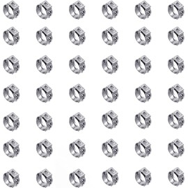 40 Pack 10.3mm-12.8mm Single Ear Hose Clamps PEX Cinch Clamps Stainless Steel Crimp Hose Clamp Stepless Cinch Crimp Rings Pinch Fitting Tools