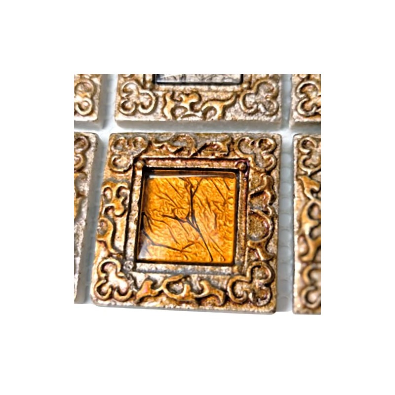 Hominter Vintage Framed Glass Mosaic Baroque Style Decorative Tile Window