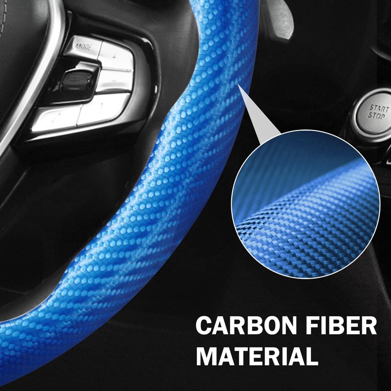 Carbon Fiber Steering Wheel Cover 3pcs Anti-Slip Car Steering Wheel