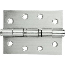 Romak 81159 Stainless Steel Fixed Pin Bearing Broad Butt Hinge, 100 mm x 75 mm Size, Brushed