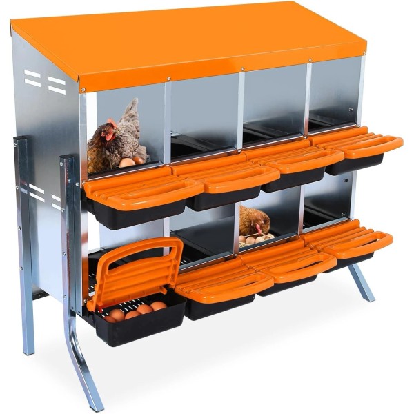 Unbranded 8 Compartments Chicken Nesting Box with Bracket 2 Layer
