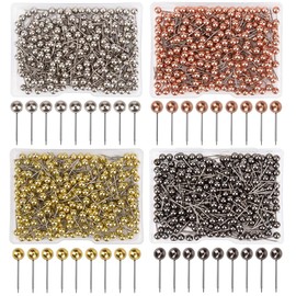 800PCS Map Push Pins, 4 Colors Stainless Steel Head Marking Pins, Map Tacks with Point Thumb Tacks, Drawing Pin for Bulletin Board