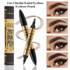 Eyeliner Eyebrow Pencil 2 in1,Grey 4-Point Micro-Fork Tip Eyebrow Pen