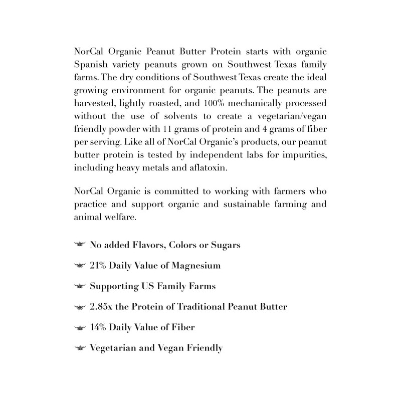 Norcal Organic Peanut Butter Protein Powder - 2lb | Vegan,
