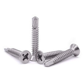 #14 x 1-1/2" Flat Phillips Drive Head Self Drilling Screws for Metal, 410 Stainless Steel Sheet Metal Tek Screws, Countersunk Head, Quick Self Tappers for Indoor Outdoor, 25 pcs