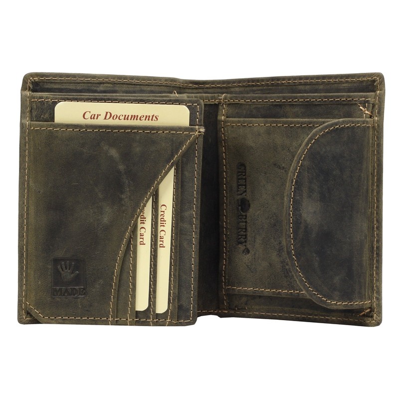 Greenburry Vintage Leather Wallet Olive Portrait Format, brown, Vintage