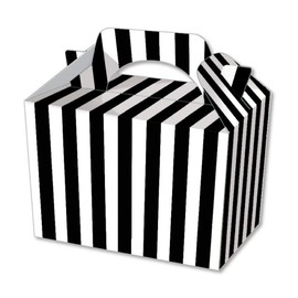 We Can Source It Ltd – Children/Kids Black and White Stripe Meal Box – Perfect for Picnics, BBQs, and Parties – Fully Compostable, Biodegradable and Eco-Friendly –15cm x 10cm x 10cm – 10 Pack