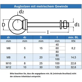 Eisenwaren2000 Ring bolt M12 x 120 mm (1 piece) - eye bolt with metric thread - eyelet bolt - stainless steel A4 V4A - rust-proof