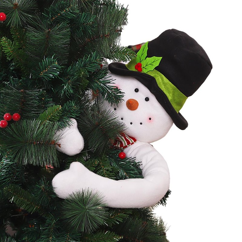Plush Santa Claus Snowman Topper Hugging Tree Topper for Christmas