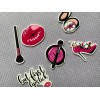 6pc. Comic Makeup Set Resin Planar Flatback, Makeup Cabochon, Bow
