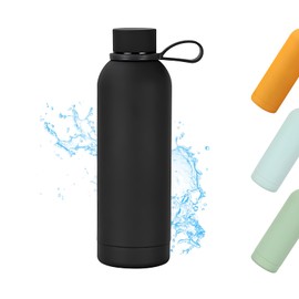 Ruiyuan Sports Water Bottle Stainless Steel Water Bottles 750 ml Leakproof Insulated Water Bottle BPA-Free Thermos Drink Bottle Reusable Drop Resistant Suitable for Sports and Travel（Black）